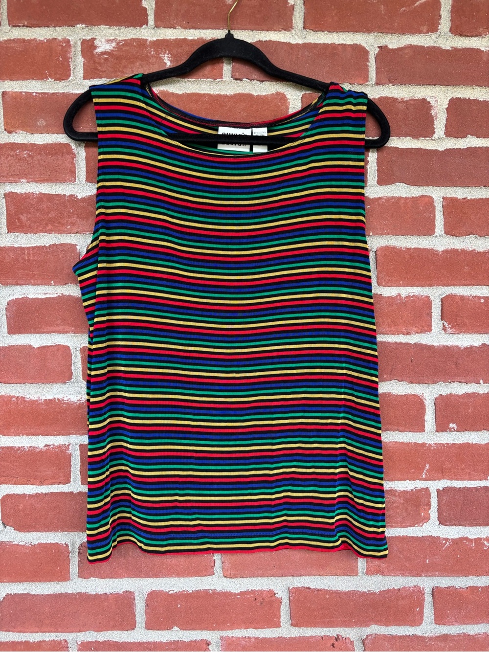 Vintage 90s Chico's Design Rainbow Striped Slinky Knit Tank Top